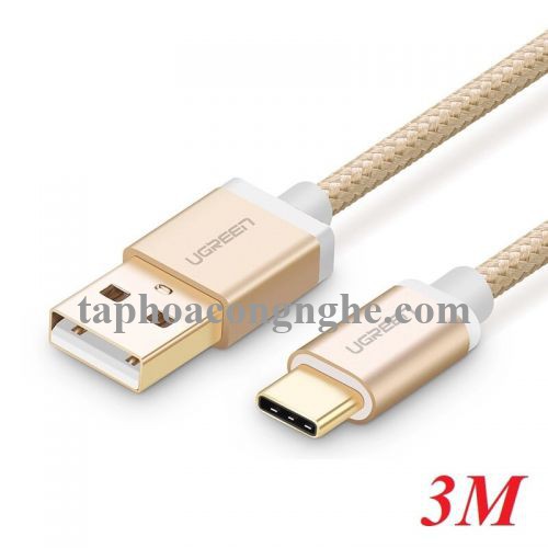 Ugreen 20863 3M màu Vàng Dây USB 2.0 sang Type-C đầu nhôm dây bọc vinyl US174 30020863